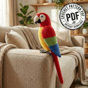 Haakpatroon Geelvleugelara | Realistische amigurumi-papegaai, tropische vogel pdf-zelfstudie (digitale download)