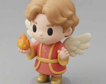 Saint Uriel 3D STL Model - Chibi San Uriel Arcangel 3D Print File, Catholic Figurine STL, Religious Chibi 3D Model