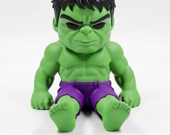 Baby Hulk 3D STL Model - Chibi Hulk 3D Print File, Cute Avenger Figurine STL, Green Hero Chibi 3D Print