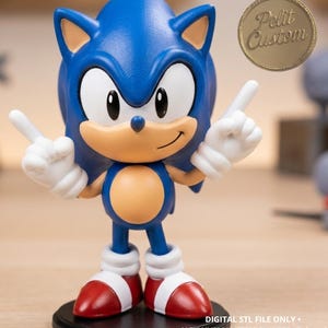 Chibi Sonic 3D STL Model - Sonic the Hedgehog Winner Pose 3D Printable STL File | Digital Download for Resin & FDM Printers