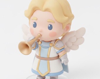 Saint Gabriel 3D STL Model - Chibi San Gabriel Arcangel 3D Print File, Catholic Figurine STL, Religious Chibi 3D Model