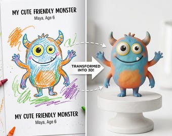 Custom 3D Model from Kids Drawing, Child Art to 3D Print STL File, Personalized Keepsake Gift for Parents, Turn Drawing into Figurine