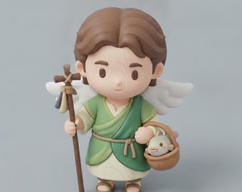 Saint Raphael 3D STL Model - Chibi San Rafael Arcangel 3D Print File, Catholic Figurine STL, Religious Chibi 3D Model