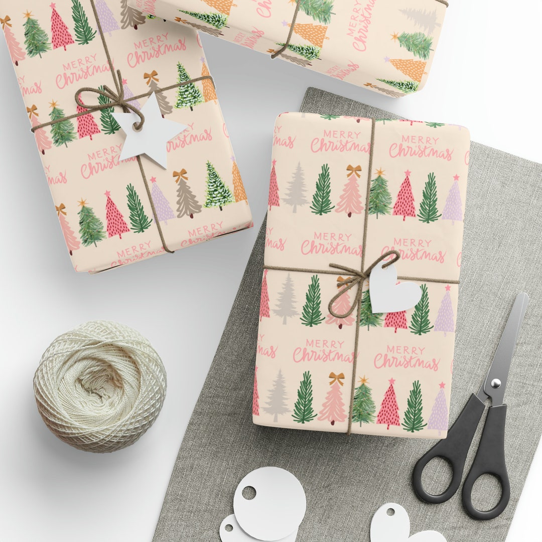 Pink Girly Christmas Wrapping Paper Holiday Gift Pink Etsy