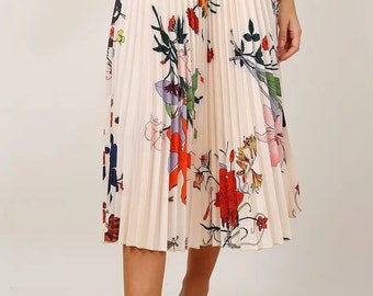 Printed pleated skirt