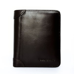 Men's Partmonee, wallet made of genuine cow leather, brown, shiny