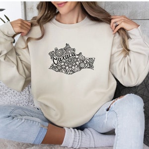 Oaxaca Decorative State Map Unisex Sweatshirt, Oaxaca Mexico, Oaxaca Gift, Oaxaca Sweatshirt, Cute Oaxaca Sweatshirt