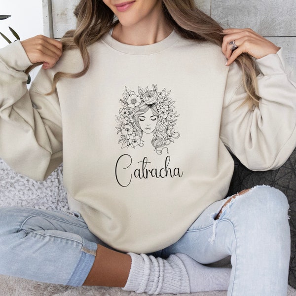 Catracha Flowers Hair Sweatshirt, Hondureña, Catracha Gift, Latina Sweatshirt, Cute Honduras, Honduras Sweatshirt, Honduras Gift