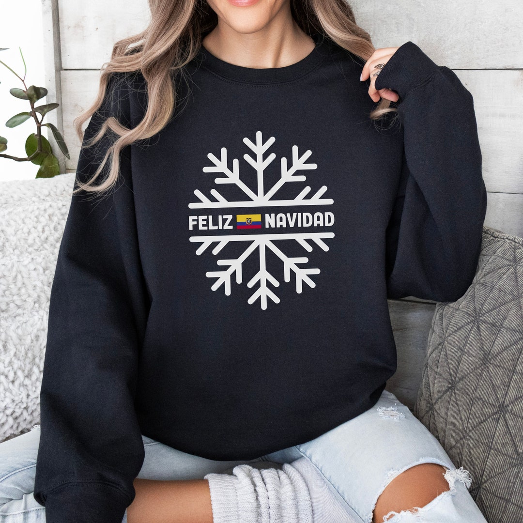 Feliz Navidad Ecuador Snowflake Unisex Sweatshirt, Ecuador, Navidad