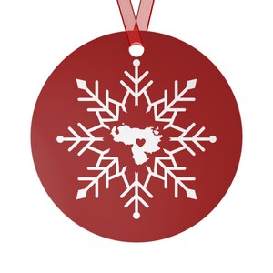 Venezuela Heart Red Snowflake Metal Ornament, Christmas Ornament, Navidad Ornament, Navidad Gift, Latino Gift, Holiday Gift