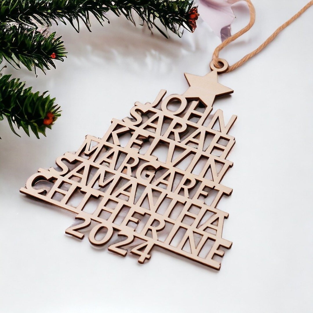 Personalized Family Christmas Ornament Names Customized Tree Decor Gift