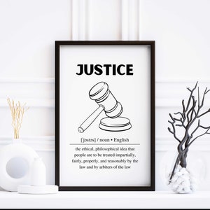 Justice Definition Print, Definition Wall Art, Lawyer Gift, Office Decor, Law School Decor, Printable Wall Art