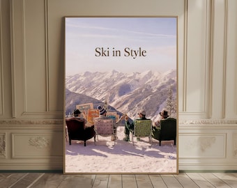 Vintage Apres Ski Poster Ski Lodge Decor Skiing Poster Old Money Aesthetic Trendy Magazine Cover Cheers Wall Art Retro Ski Cabin Winter Art