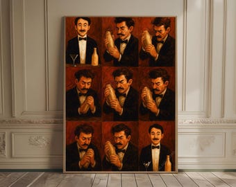Guy Buffet The Making Of Perfect Martini Print Vintage Food & Drink Poster Fun Bar Decor Retro Bar Print Oil Painting Trendy Kitchen Decor
