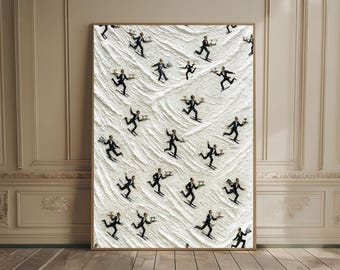 Skiing Print Ski Poster Tiny People Print Servers in a Restaurant Vintage Food & Drink Poster Fun Bar Decor Trendy Kitchen Retro Bar Print