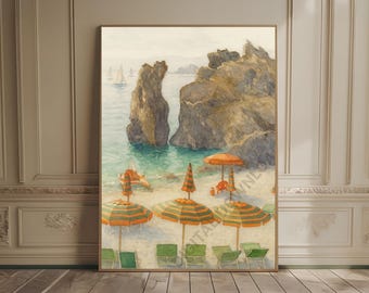 belle aquarelle de france impression de voyage en français art mural côtier décoration de maison de plage impression d'océan affiche de plage art mural d'été impression europe