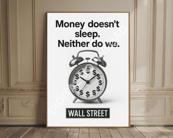 Wall Street Minimalist Black and White Wall Art Financial Decor Finance Bro Gift Old Money Financial Motivational Office Print Stocks Poster