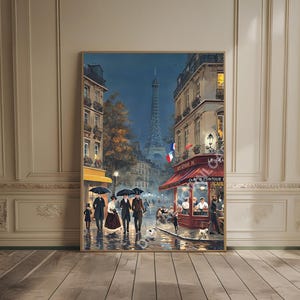 paris print cityscape artwork French Travel Art france print fall print autumn print cozy parisian cafe print moody wall art europe travel