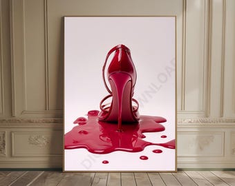 red heels print luxury fashion art girly wall art high heels poster y2k dorm decor edgy wall art hypebeast decor abstract photography print