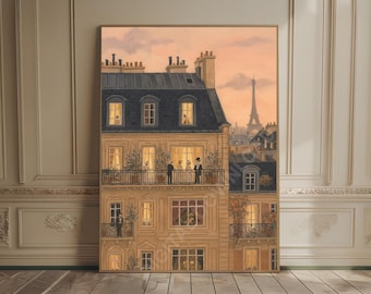 Paris Stadtansicht Ölgemälde Kunstdruck Cafe Aquarell Kunst Europäisches Stadtbild Frankreich Reisekunst Französisches Dekor Luxus Fine Art Print