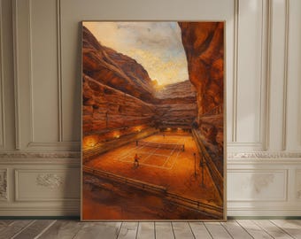 tennis court print desert print man cave decor tennis aesthetic old money decor dopamine decor textured oil painting tennis lover gift