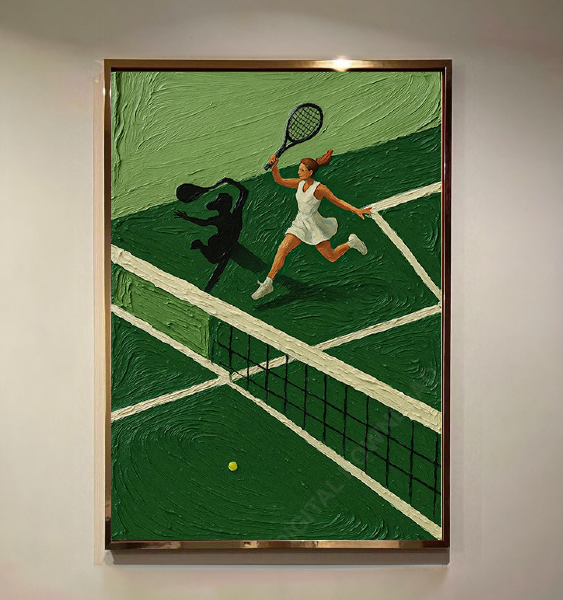 テニスコート油絵カントリークラブセージグリーンウォールアート3D テニスコート油絵カントリークラブセージグリーンウォールアート3D