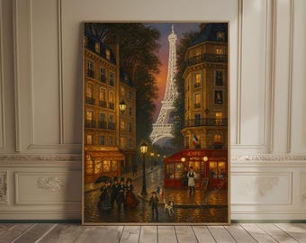 パリの街並み 油絵 アートプリント パリのカフェアート パリの街