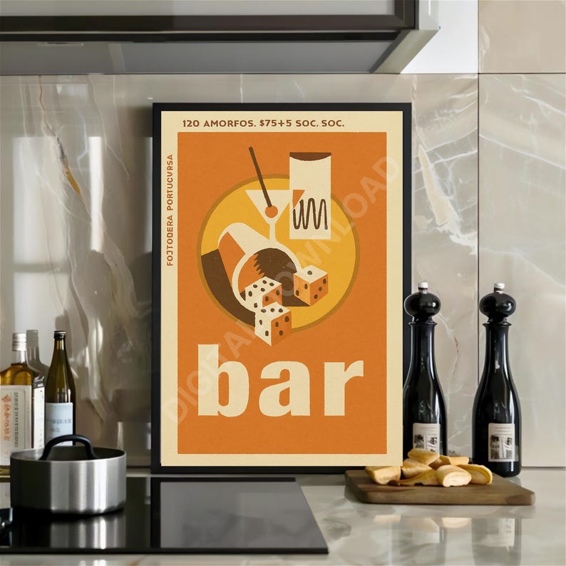 Bar Art Print Vintage Liquor Poster Trendy Bar Cart Wall Art Funky Bar ...