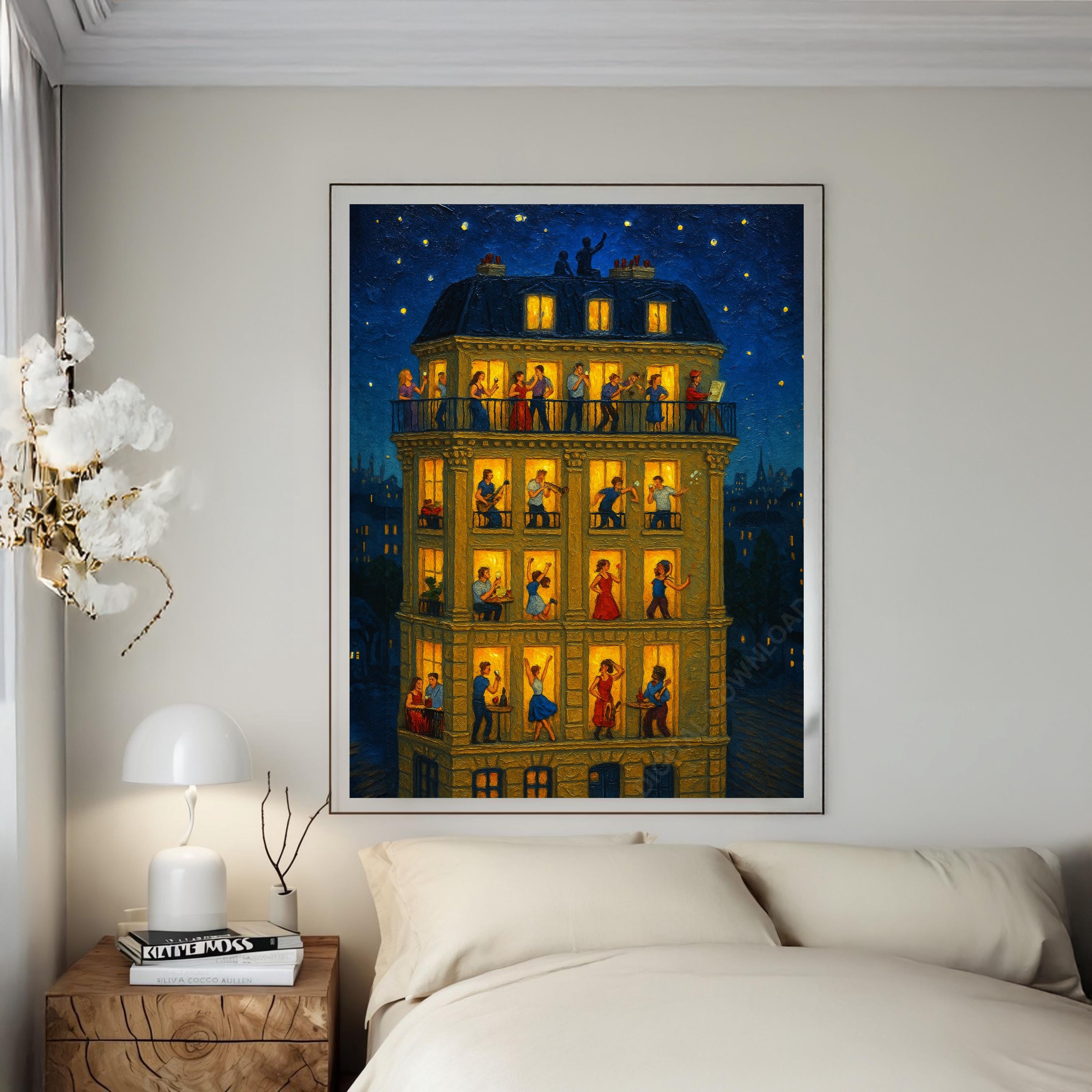 パリの街並みの油絵アートプリント カフェ 水彩画 アート 都市の風景