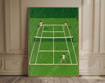 Tennis Court Print Country Club Aesthetic Tennis Lover Gift Trendy Tennis Print Green Textured Art Gift for Tennis Player Abstract Painting