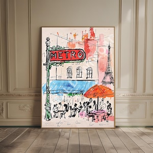 Paris Cityscape Abstract Fine Art Print Paris Cafe Watercolor Art Cityscape Artwork Travel Art France Poster French Wall Art Parisian Print