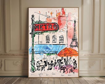 Paris Cityscape Abstract Fine Art Print Paris Cafe Watercolor Art Cityscape Artwork Travel Art France Poster French Wall Art Parisian Print
