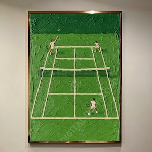 Tennis Court Print Country Club Aesthetic Tennis Lover Gift Trendy Tennis Print Green Textured Art Gift for Tennis Player Abstract Painting