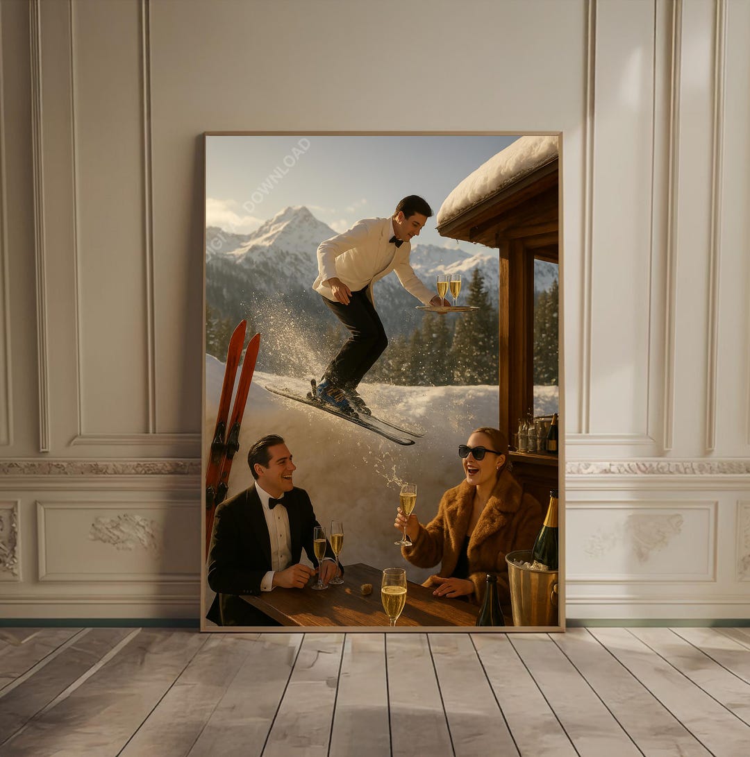 Vintage Apres Ski Poster Ski Lodge Decor Skiing Poster Old Money ...