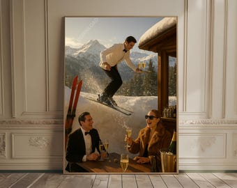 Vintage Apres Ski Poster Ski Lodge Decor Skiing Poster Old Money Aesthetic Retro Apres Ski Bar Cart Wall Art Trendy Bar Print Winter Poster