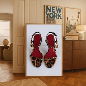 Cheetah Heels Poster Red Glamour Luxury Fashion Slay Print Leopard Heels Animal Print Y2k Hypebeast Decor Trendy Designer Cool Gift for Her