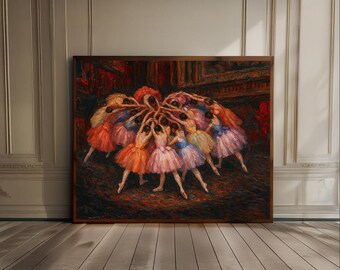 Bailarinas em um Grande Salão de Ópera - Pintura a Óleo Texturizada - Dançarina de Balé - Pintura Antiga - Gravuras de Arte Famosas - Gravura de Primeira Bailarina - Arte de Parede Barroca