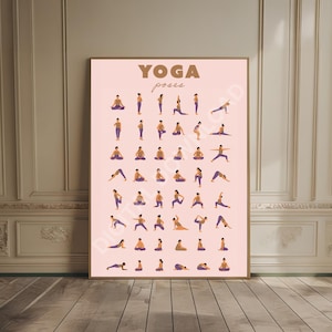 Chakra Yoga Poses Poster Wellness Print Chakra Guidance Meditation Pose Art Yoga Print Zen Wall Art Spiritual Decor Relaxation Wall Art