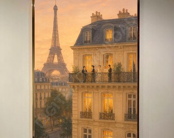 パリの街並みの油絵アートプリントカフェ水彩画ヨーロッパの街並みの