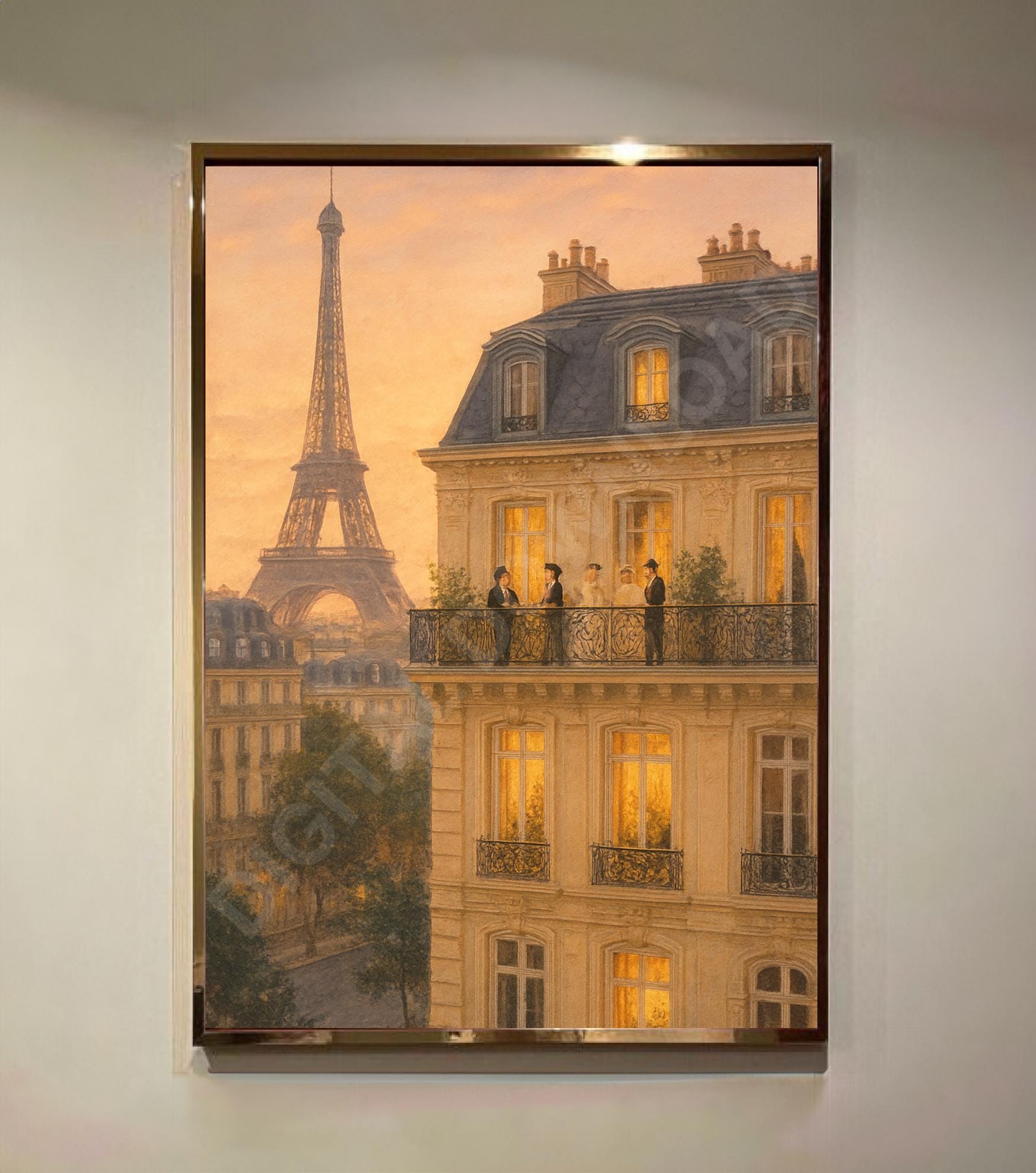 パリの街並みの油絵アートプリントカフェ水彩画ヨーロッパの街並みの