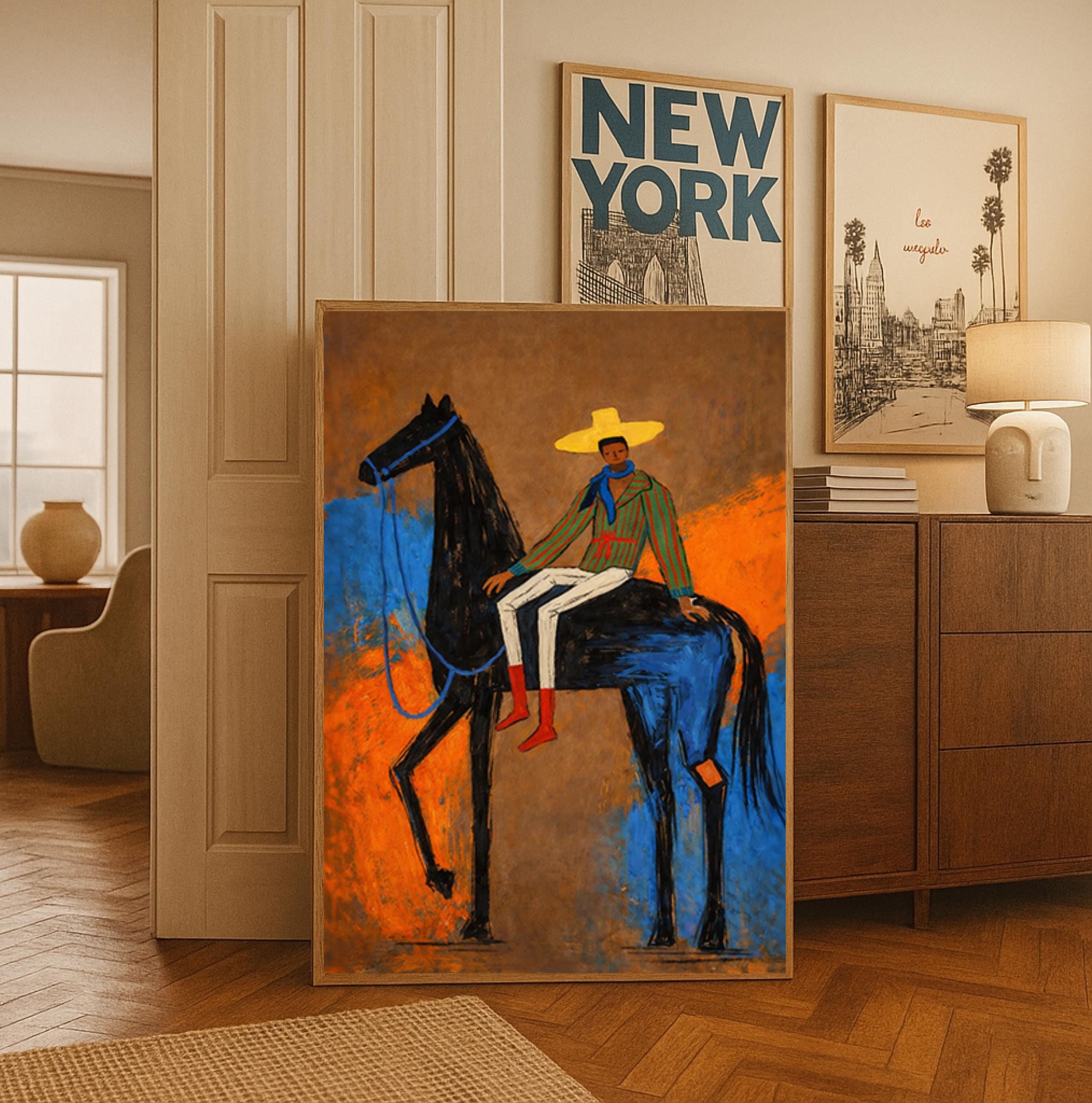 Vintage Western Cowboy Poster - Rustic Rodeo Wall Art With Stripes ...