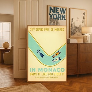 Grand Prix Print Monaco Print Race Car Poster Racing Print Vintage Racing Sprint Retro Motorsport Gift Sporty Wall Art Travel Print Gift