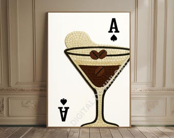 Ace of Spades Print Art Deco Espresso Martini Print Vintage Bar Cart Print Trendy Aesthetic Preppy Room Decor Retro Playing Card Print
