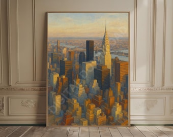 New York City Print, Retro NYC Wall Art, New York City Landmarks, Vintage NYC Travel Prints, New York Skyline, Trendy NYC Cityscape Art