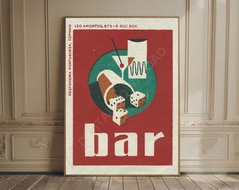 Vintage Bar Poster Red Bar Print Vintage Beverage Poster Retro Bar Cart Wall Art Dirty Martini Cocktail Poster Cheers Happy Hour Barcart Art