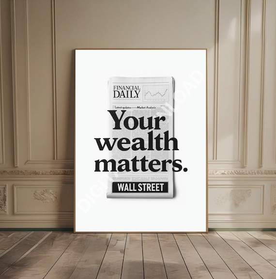 Wall Street Minimalist Black and White Wall Art Financial Newspaper Print Finance Bro Gift Money Motivational Office Art Stock Investor Gift