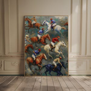 polo print vintage polo wall art polo horse art landscape oil painting polo lover gift equestrian print polo match print luxury country club