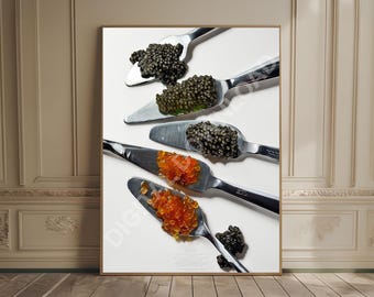 Caviar Print Foodie Gift Luxury Kitchen Print Old Money Aesthetic Wall Decor Dining Room Artwork Trendy Dining Decor Luxurious Food Poster