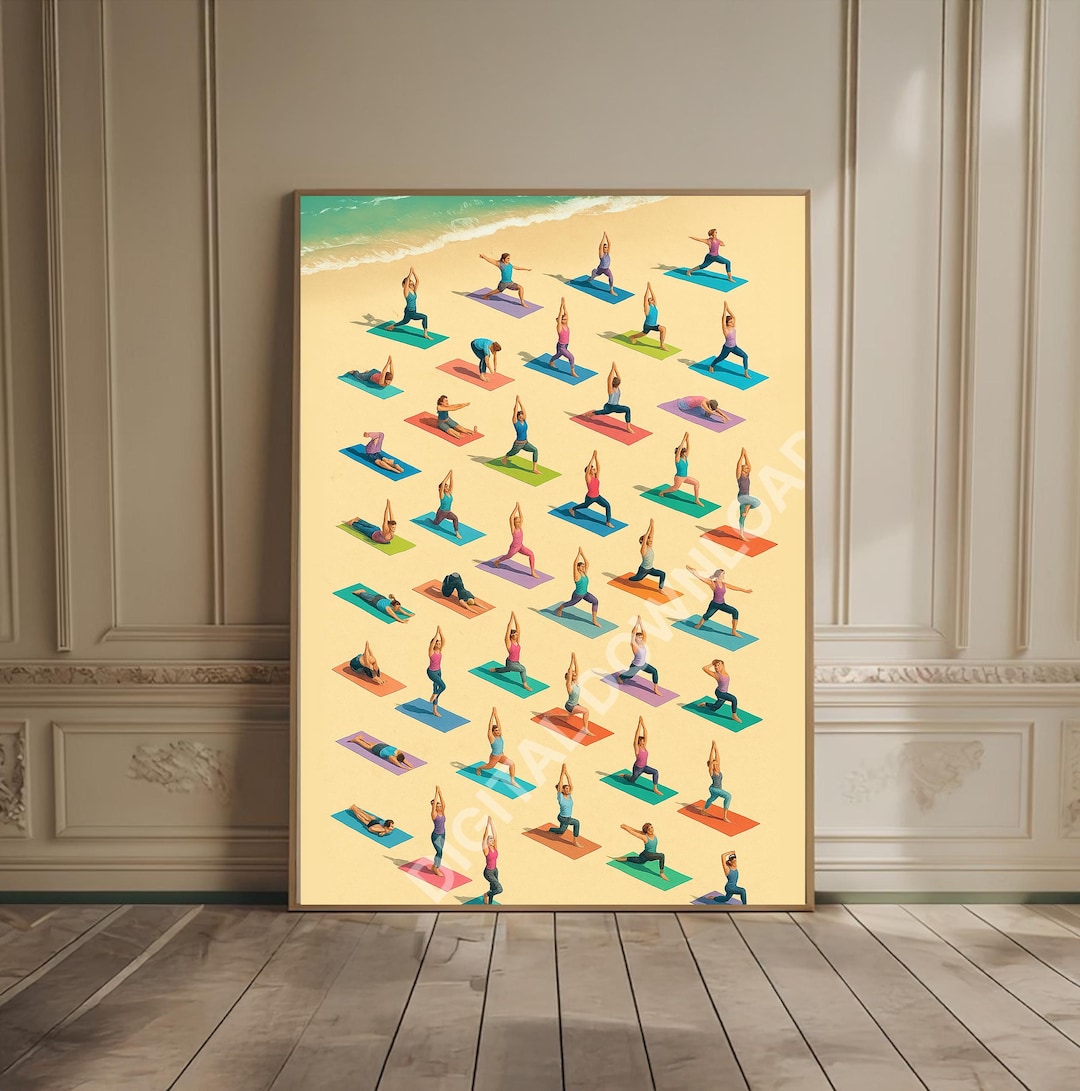 Yoga Print Tiny People Wall Art Meditation Print Zen Wall Art Yoga Pose ...