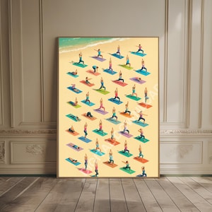 Yoga Print Tiny People Wall Art Meditation Print Zen Wall Art Yoga Pose Home Decor Spiritual Wall Art Sporty Wall Decor Gift for Yoga Lover